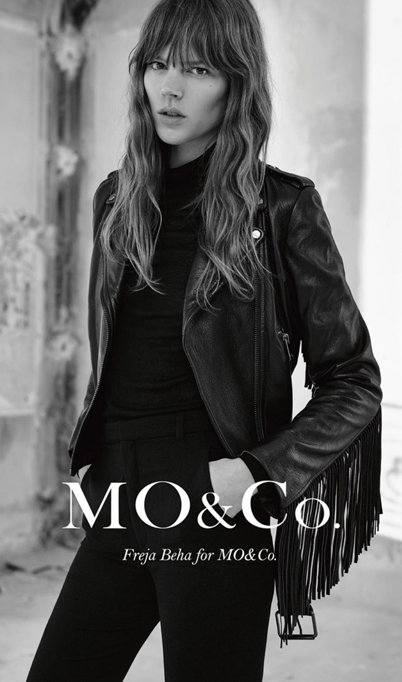 Frjea Beha has the cool factor in a leather jacket embellished with fringe
