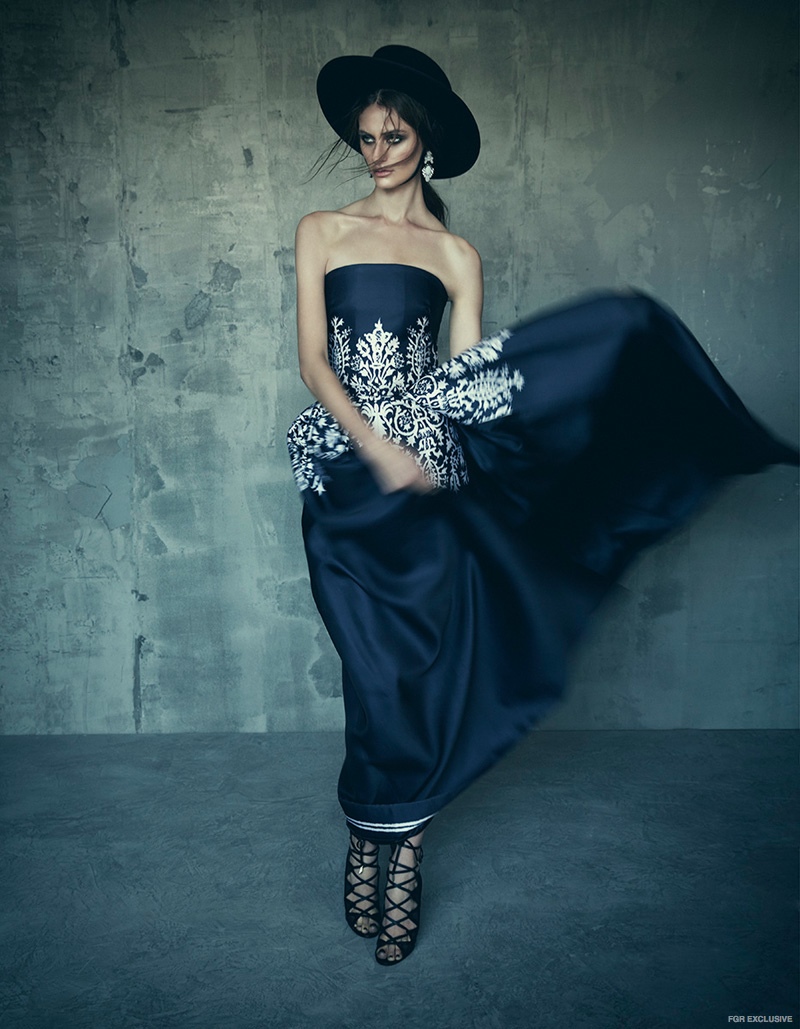Martin Grant Bodysuit and Skirt, Ek Thongprasert Earrings from Christine, Altuzarra Heels from Miss Louise