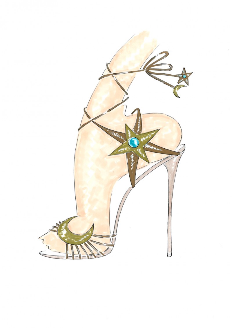 Poppy Delevingne x Aquazzara shoe sketch