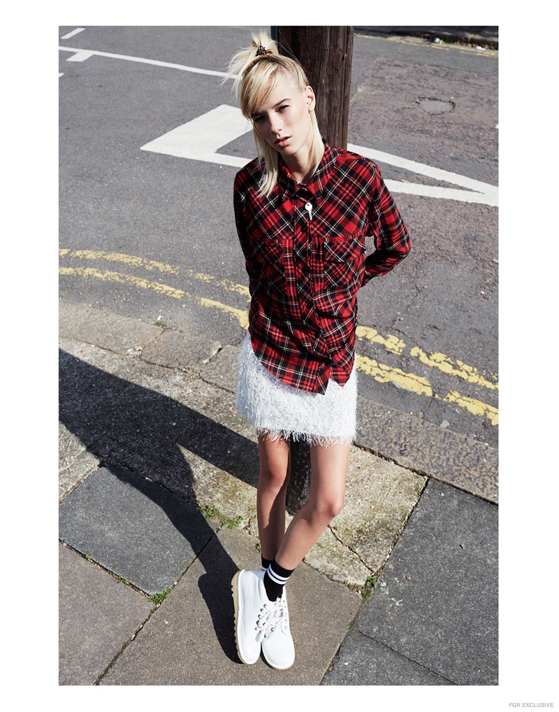 Tartan Shirt Filles a Papa, Fluffy Skirt Monki, Socks Topshop, Shoes Kickers