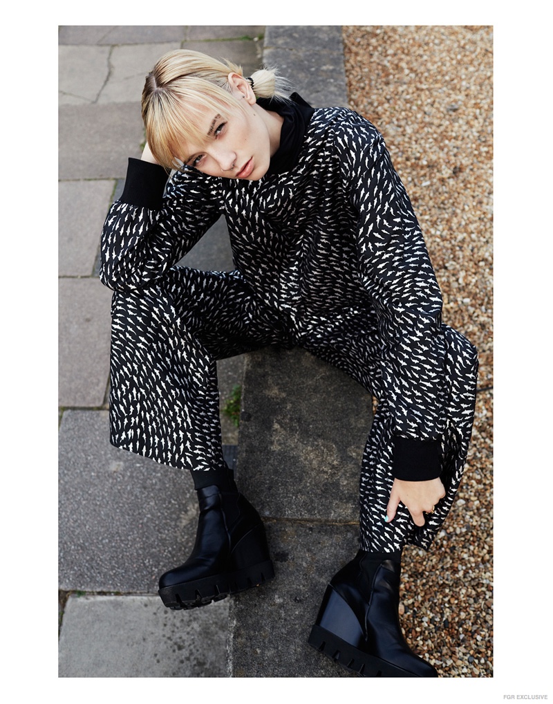 Jumpsuit Christopher Raeburn, Polo Neck  (worn underneath) MonkI, Boots Buffalo