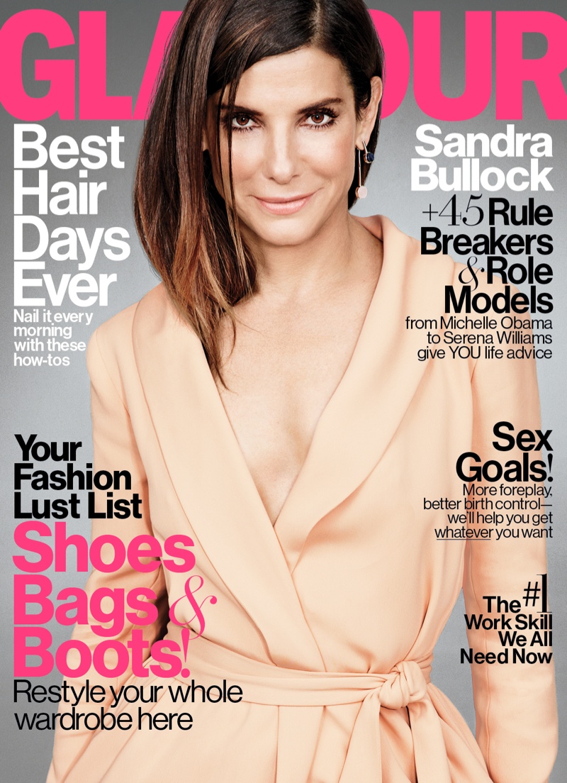 Sandra Bullock poses for the November 2015 cover story from Glamour Magazine. The actress is captured by Matt Irwin in the glossy portraits.