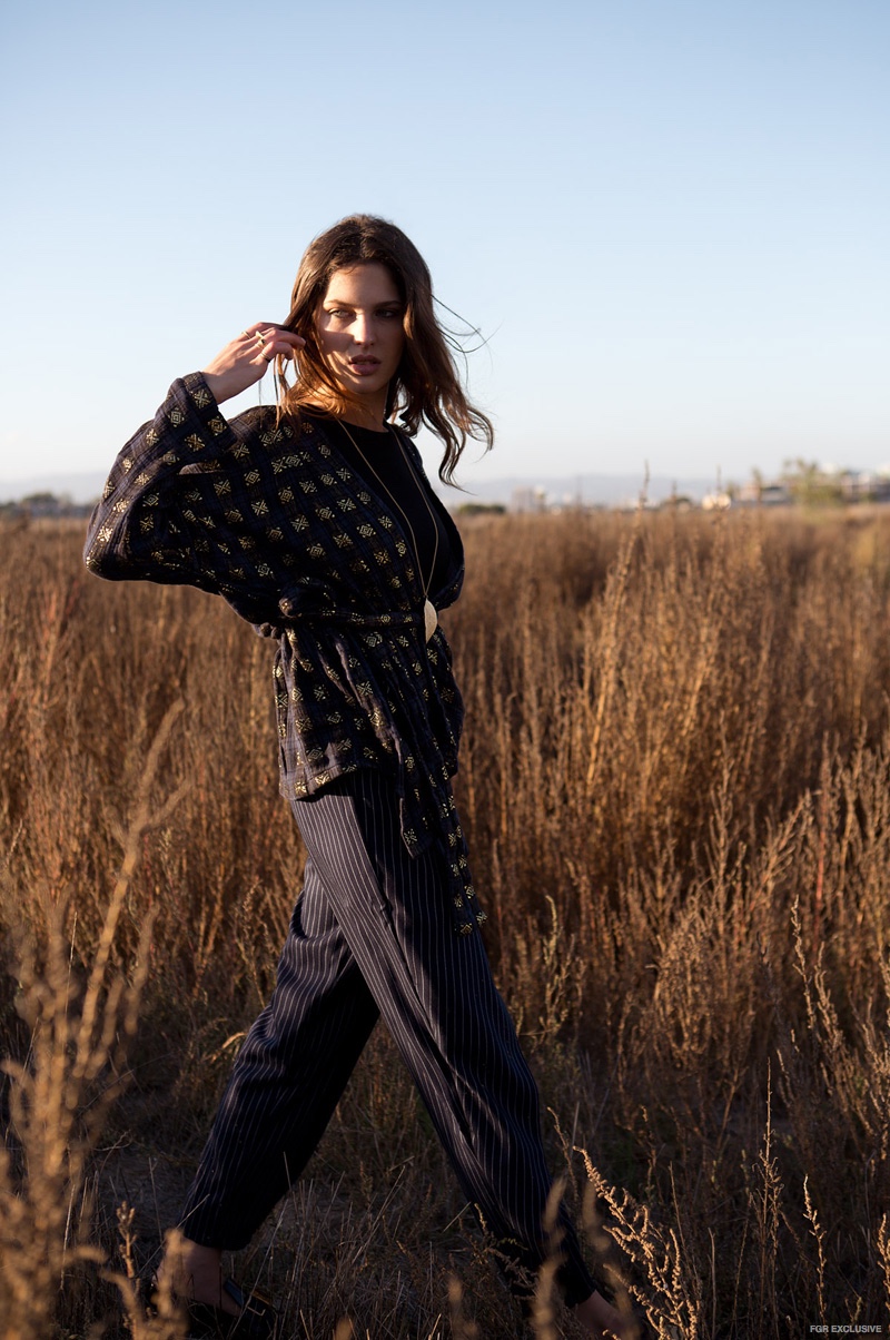 Bodysuit Alix, Pants Solace London, Jacket Ace & Jig, Necklace H&M, Shoes Tod’s, Rings Free People