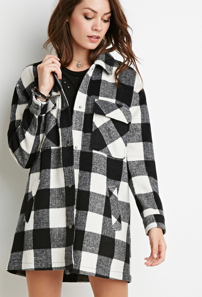 black and white buffalo plaid shirt women's