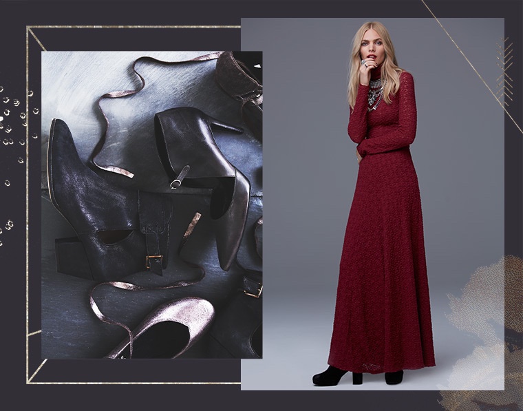 Free People Floral Lace Turtleneck Maxi Dress