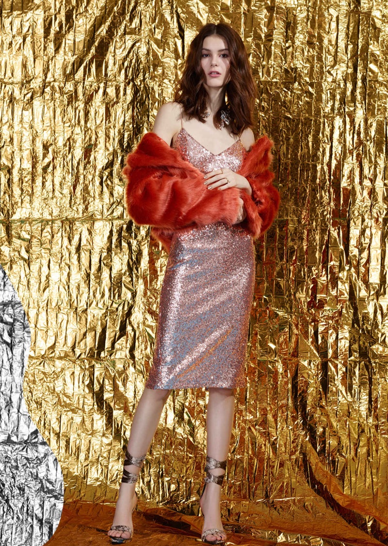Nasty Gal May the Fur Be With You Jacket, Nasty Gal Gold Sweet Nothings Sequin Dress, Nasty Gal Velvet Rope Burn Heels