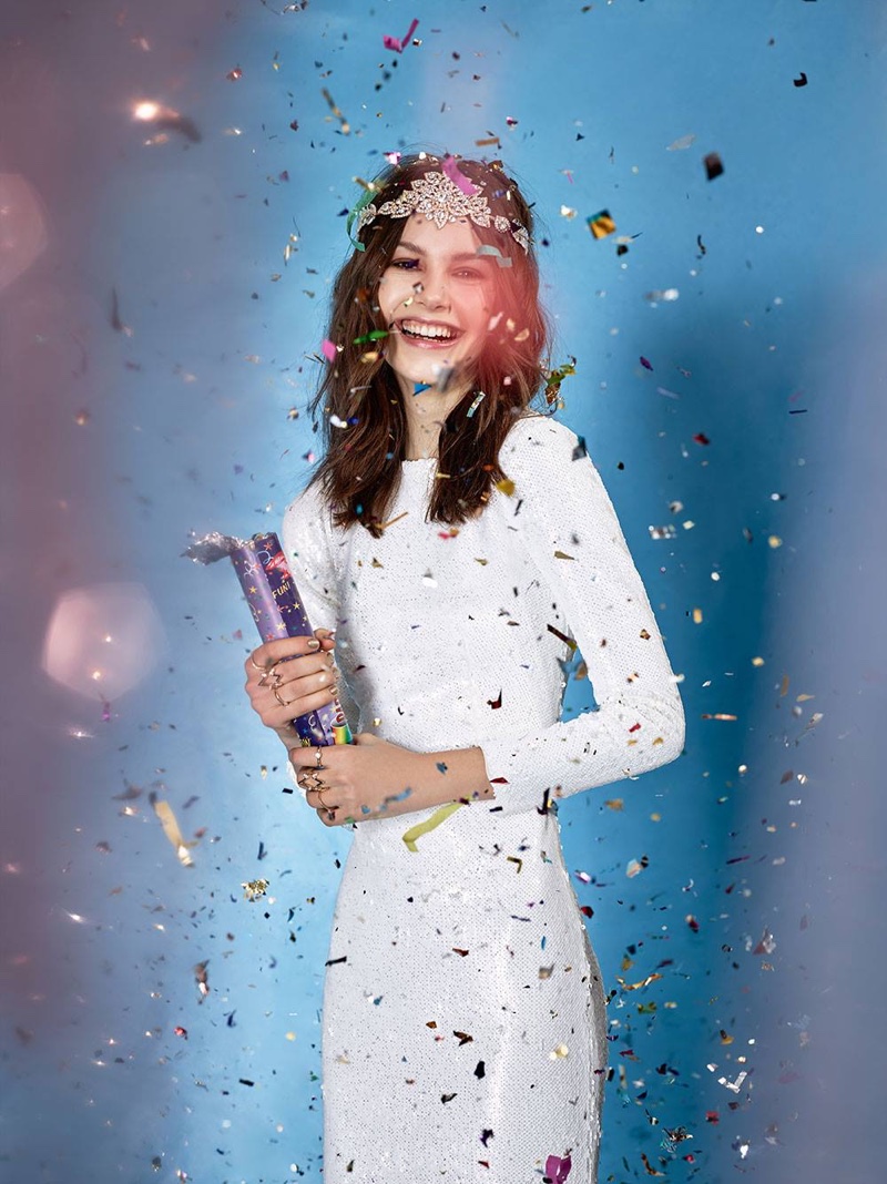 Nasty Gal Royal Highness Pavé Tiara, Line & Dot Royale Sequin Maxi Dress