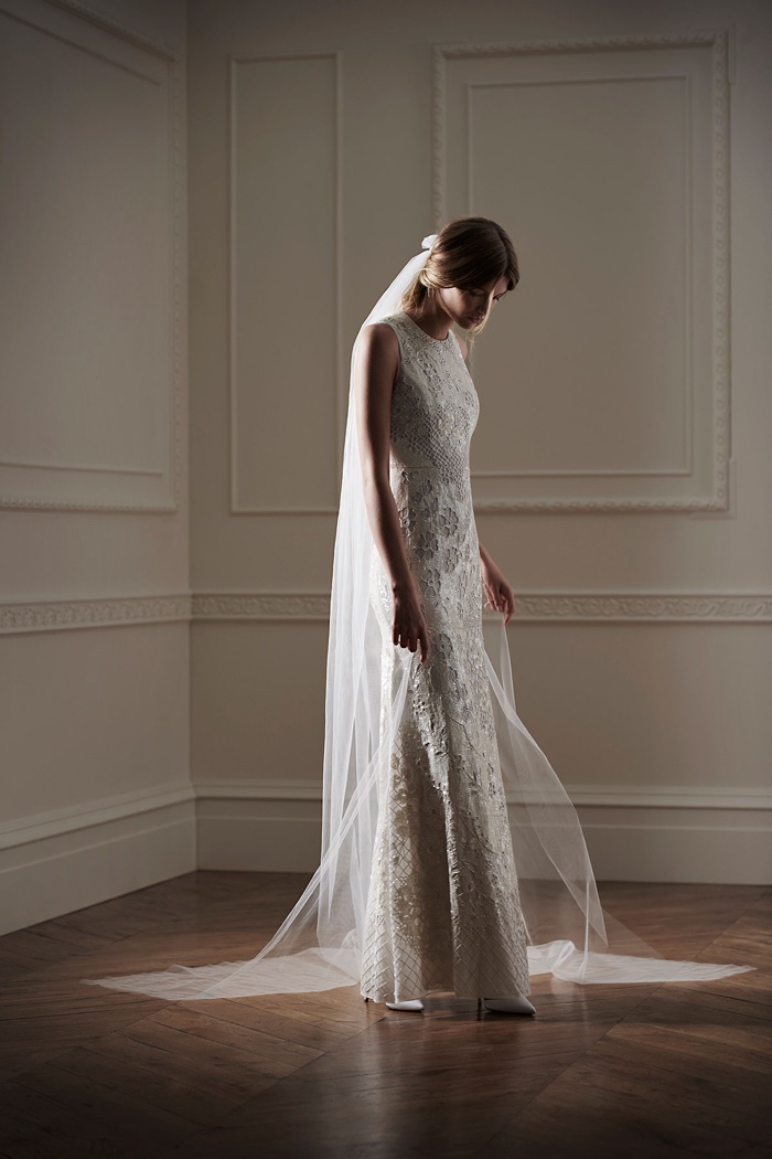needle and thread wedding gown