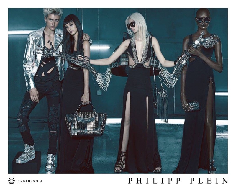 Philipp Plein's spring advertisements star Lucky Blue Smith, Pyper America, Hailey Baldwin and Ajak Deng