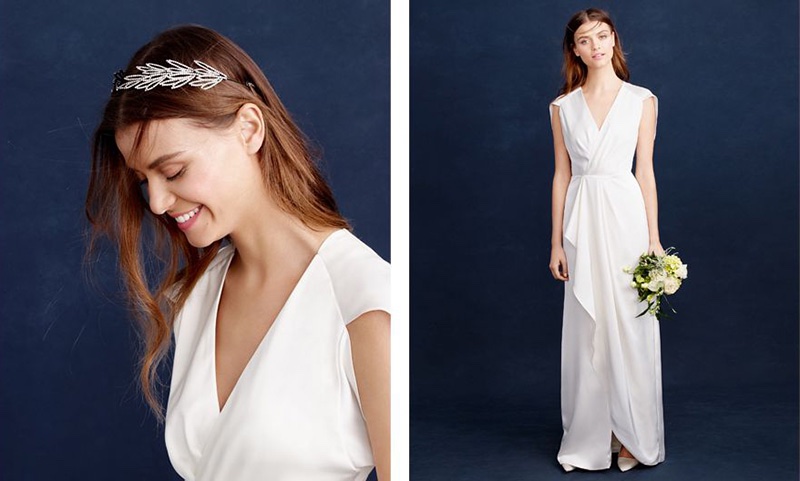 J. Crew Adrienne gown and Jennifer Behr Alisha tiara