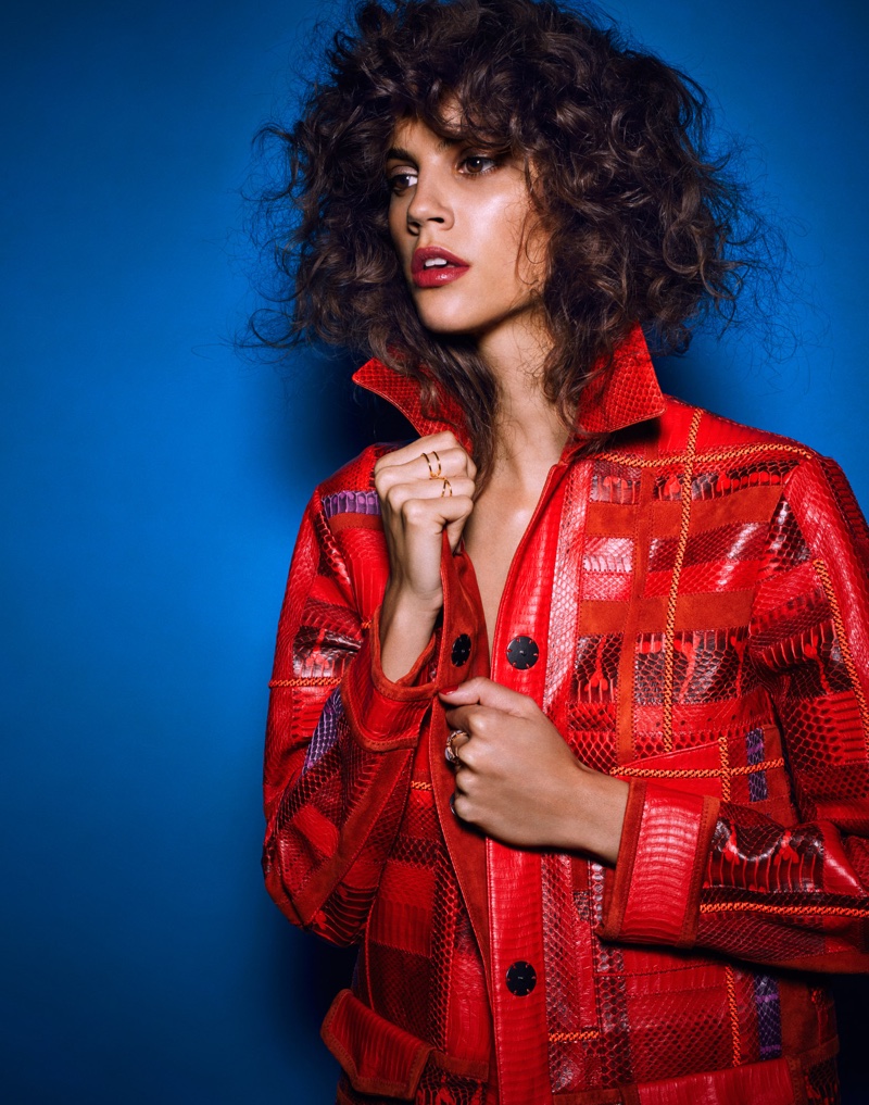Photographed by Hunter & Gatti, Antonina Petkovic models a red coat