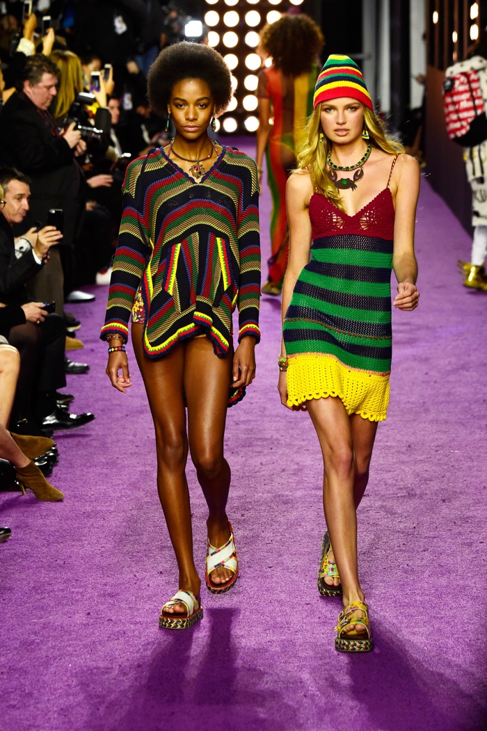Karly Royce and Romee Strijd walk the runway at Zoolander 2 New York premiere wearing Tommy Hilfiger designs