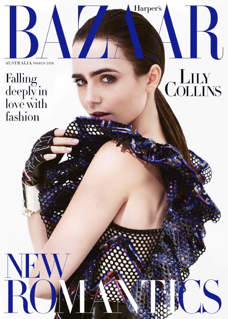 Lily Collins on Harper's Bazaar Australia March 2016 cover