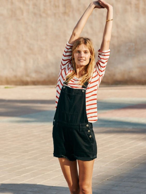 Madewell Adirondack Short Overalls and Striped Audio Tee