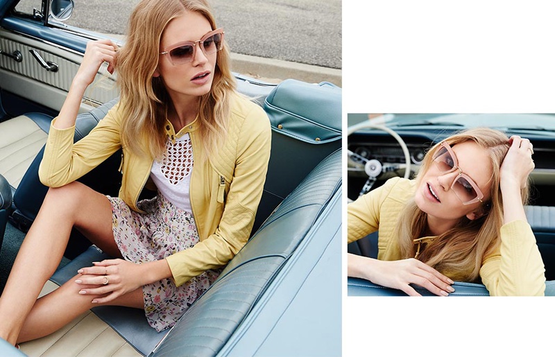 Rebecca Taylor Leather Jacket, Rebecca Taylor Long Sleeve Linen Lace Tee, Rebecca Taylor Tapestry Grid Smocked Skirt and Miu Miu Cut Frame Sunglasses