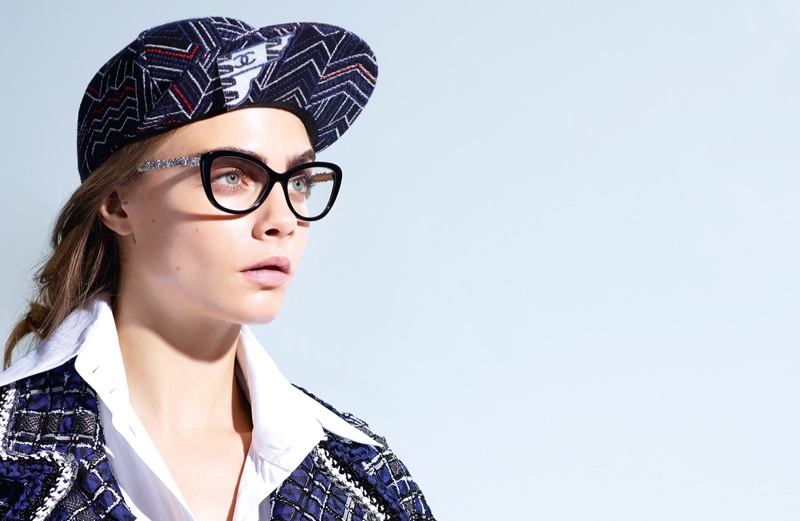 Cara Delevingne models an optical style from Chanel Eyewear's spring 2016 collection