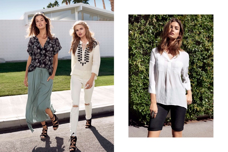 (Left) H&M Patterned Blouse and Long Skirt (Middle) H&M Embroidered Blouse and Slim Regular Jeans (Right) H&M V-Neck Blouse and Denim Shorts