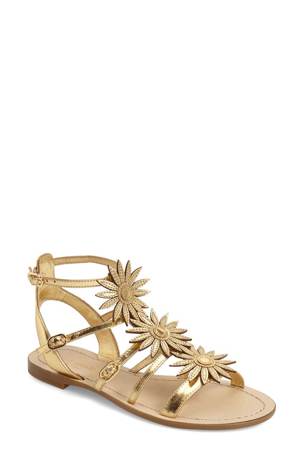 gold flat evening sandals