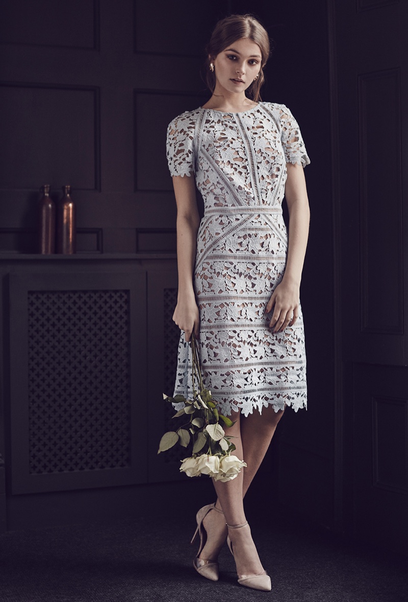REISS Orchid Lace Dress, REISS Gaia Suede and Vinyl Shoes