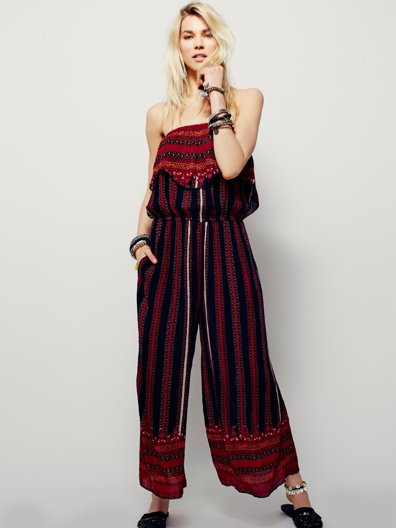 strapless wide leg jumpsuit