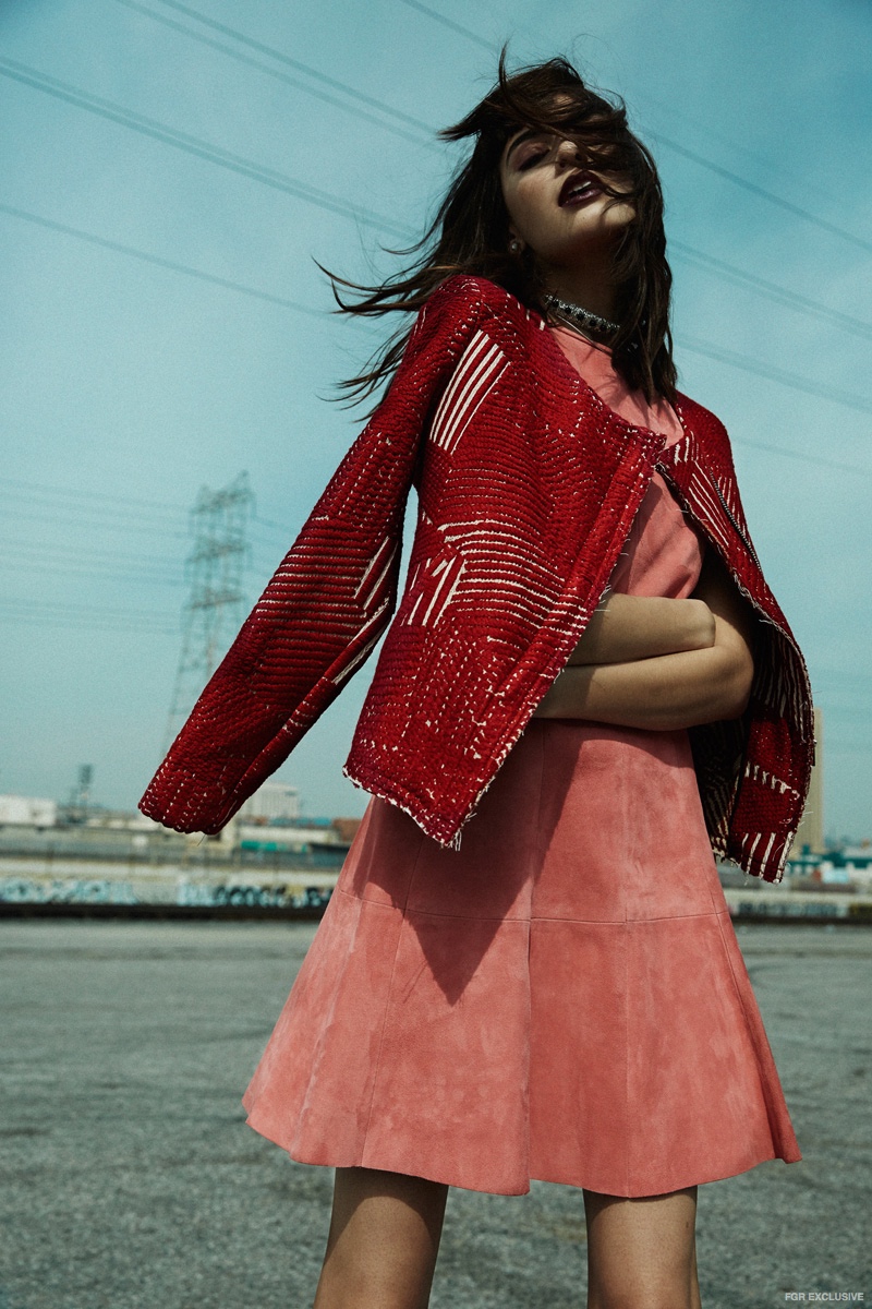 Dress Manoki, Leather Jacket IRO, Ring Gemma Azzurro, Necklace Kat Ong 