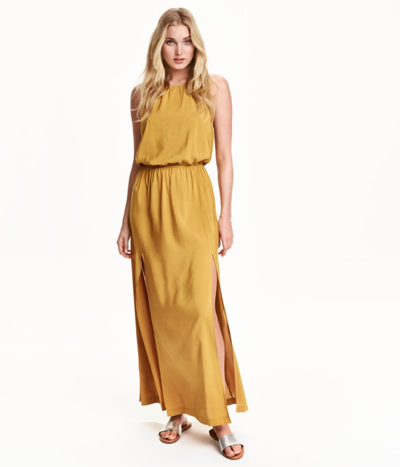 H&M Yellow Maxi Dress with Side Slits