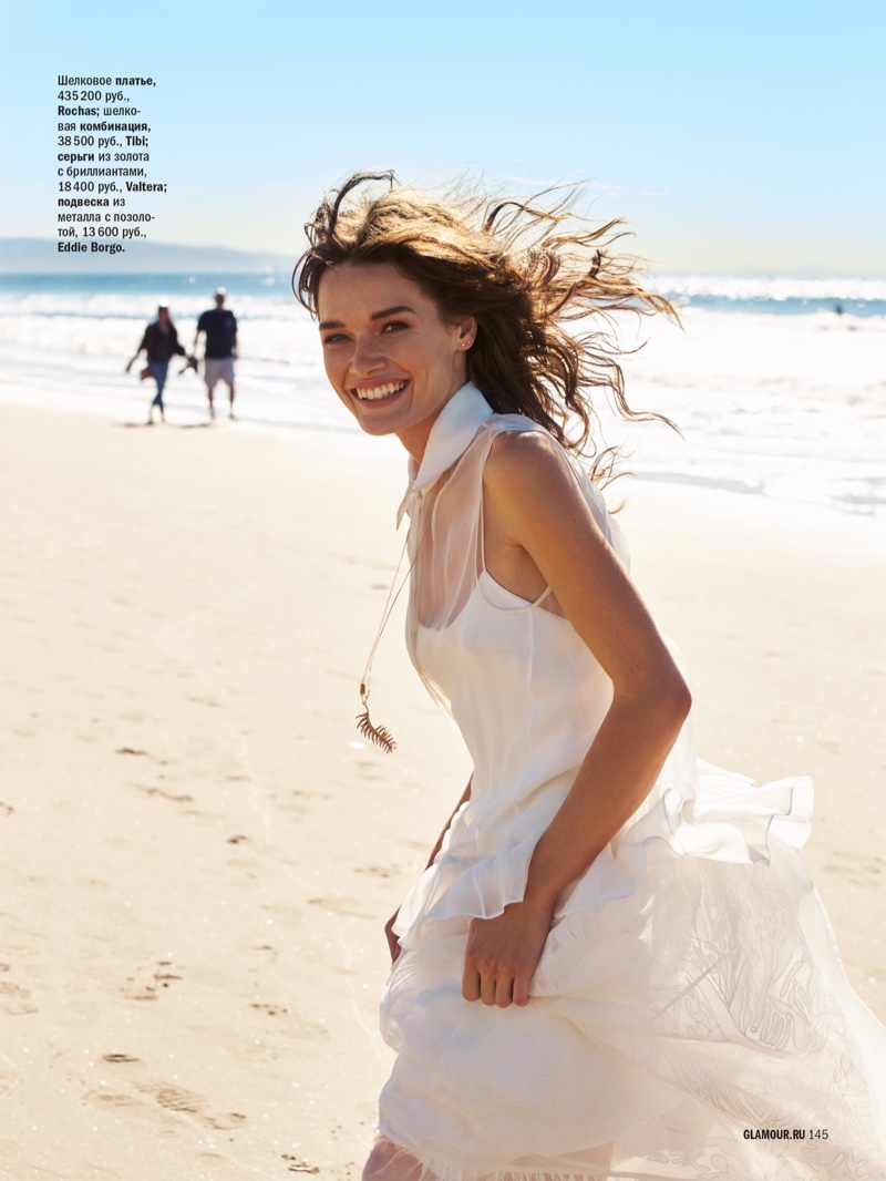 Photographed by Asa Tallgard, Jessica Sikosek wears beach fashions in the editorial