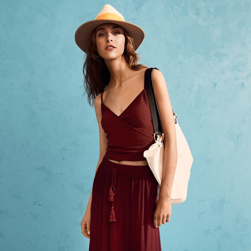H&M Texture-Patterned Camisole Top and Crinkled Skirt