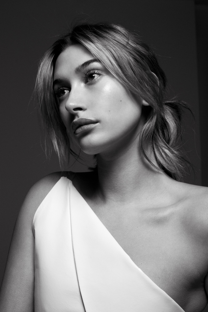 Hailey Baldwin wears one shoulder LRS top