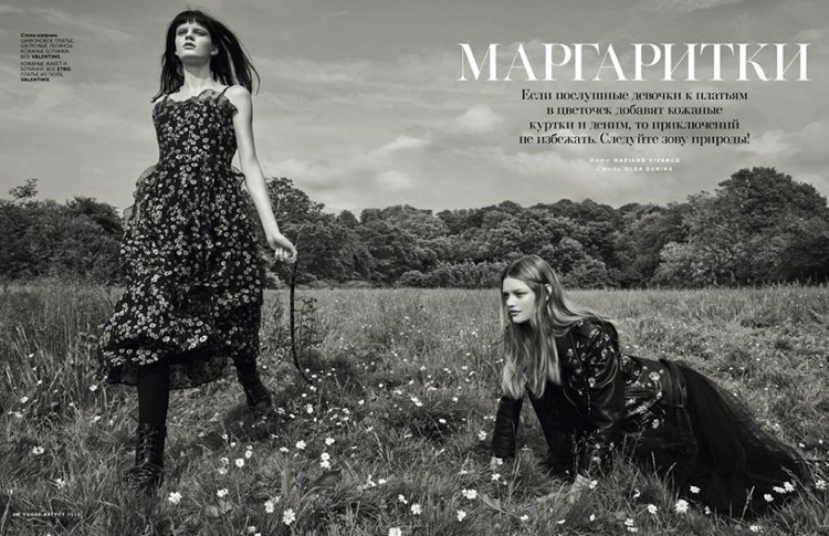 Hannah Elyse and Willow Hand pose outdoors in the fashion editorial