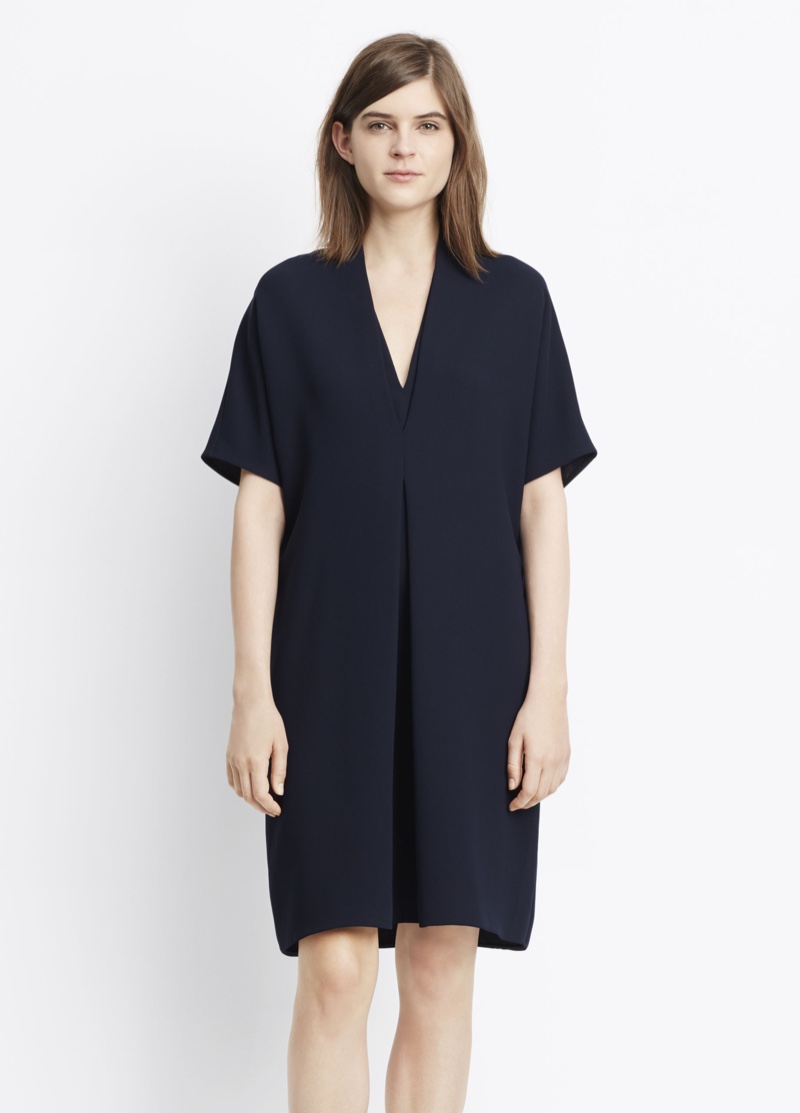 Vince Crepe Elbow Sleeve Dress