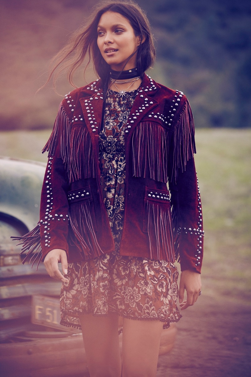 For Love & Lemons Fall 2016: fringe embellished suede jacket