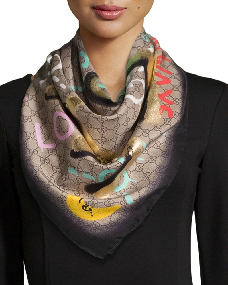 Gucci x GucciGhost Life is Gucci Square Silk Scarf
