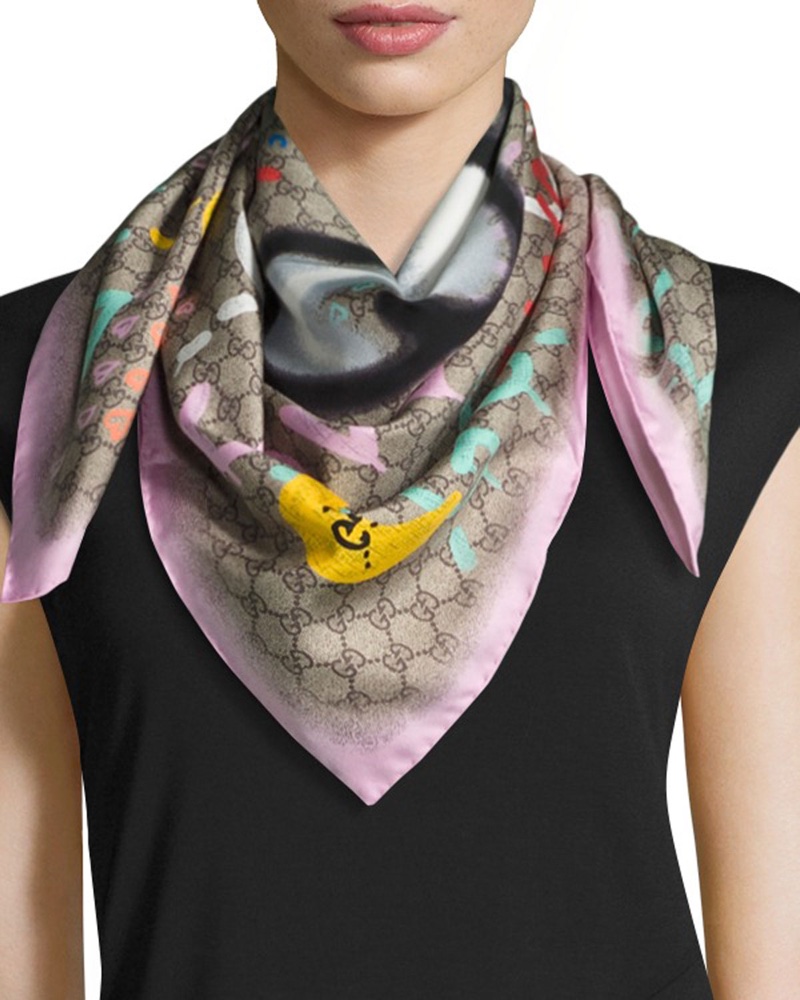 Gucci x GucciGhost Silk Square UFO Scarf