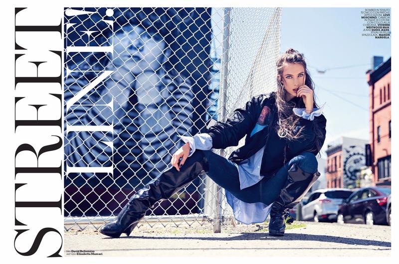The model poses in street-ready looks from the fall collections