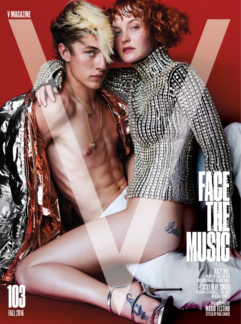 Lucky Blue Smith & Kacy Hill on V Magazine Fall 2016 Cover