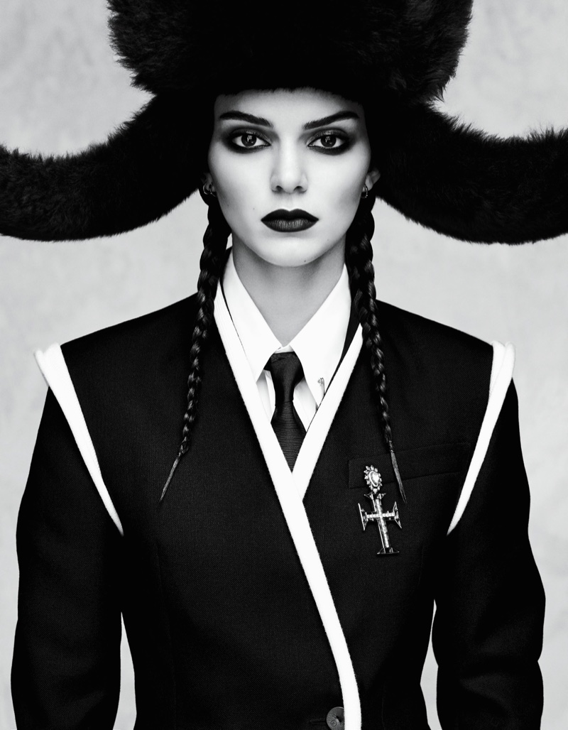 Kendall Jenner wears statement jackets and hats in the editorial