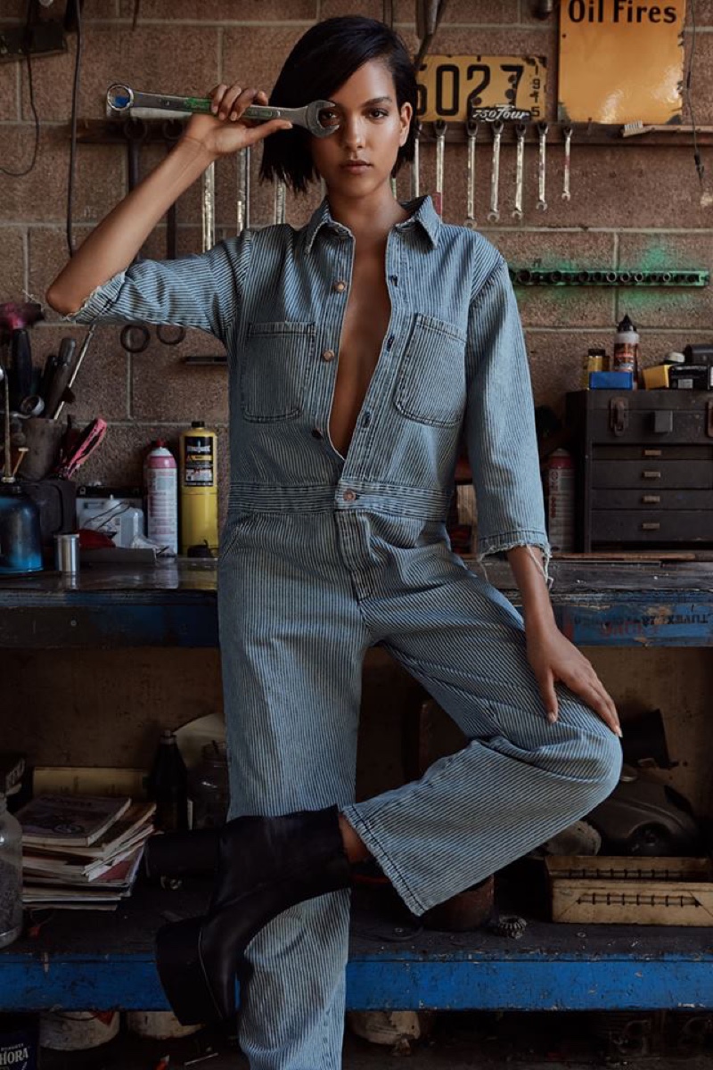 After Party by Nasty Gal Just My Stripe Jumpsuit and Jeffrey Campbell Marcade Platform Leather Bootie