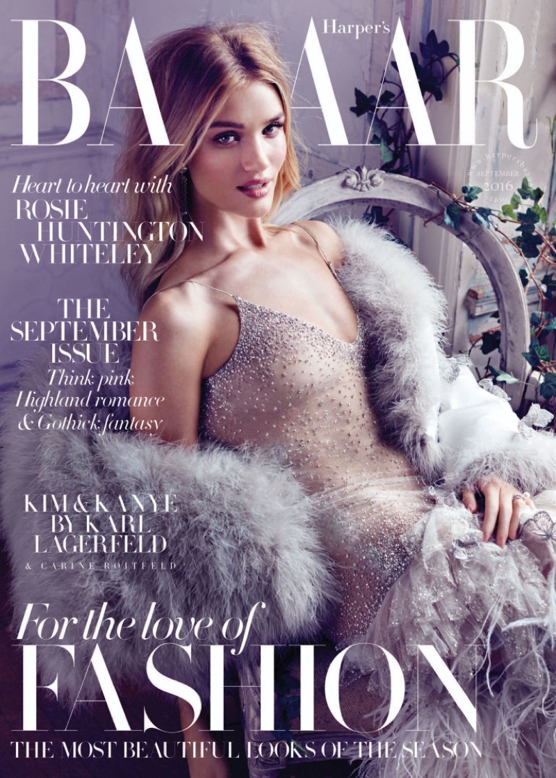 Rosie Huntington-Whiteley on Harper's Bazaar UK September 2016 Cover