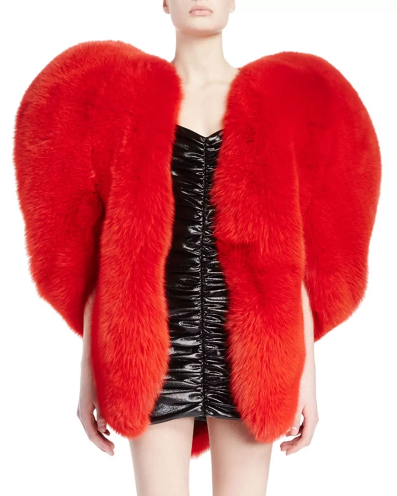 Saint Laurent Heart Shaped Fur Cape