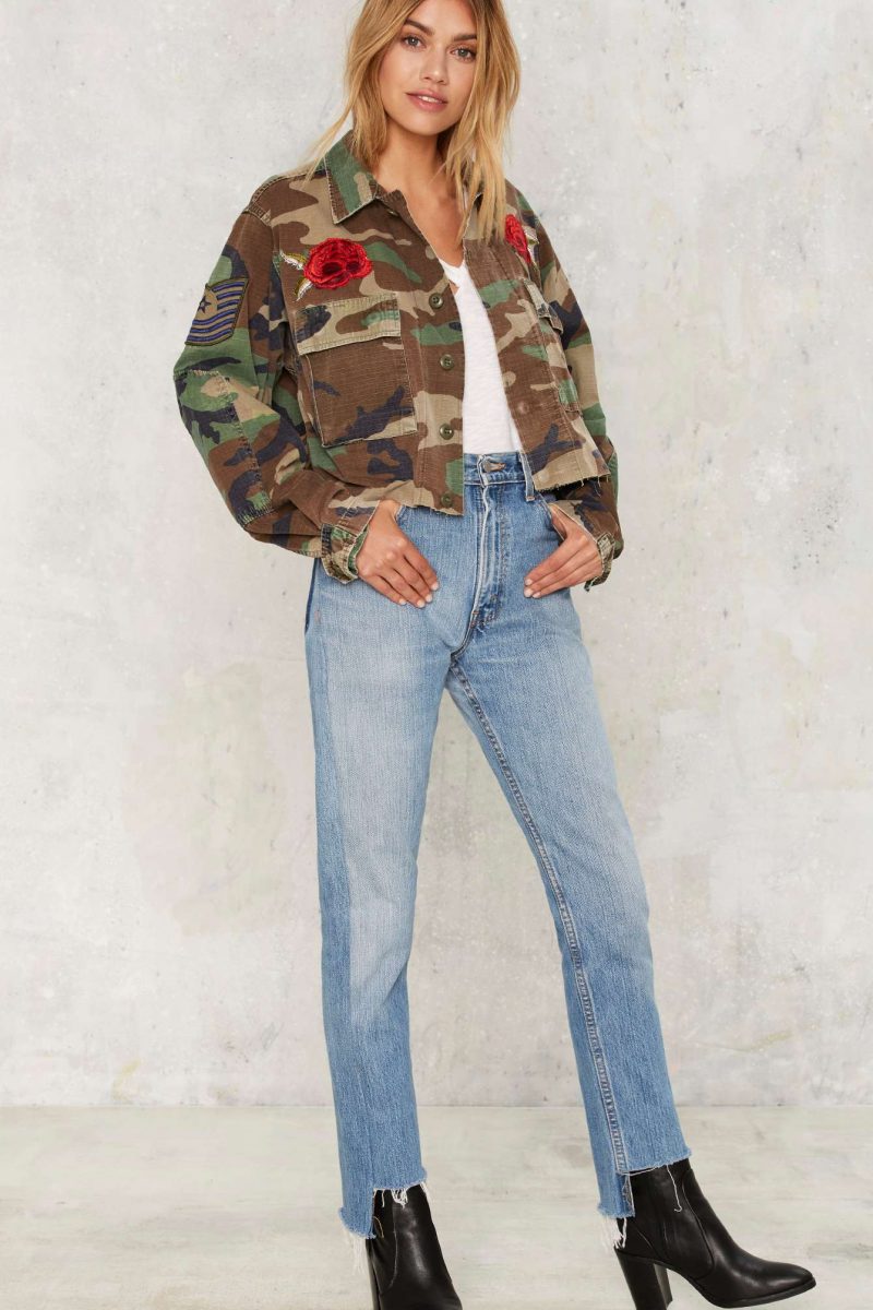 After Party by Nasty Gal Back to Buds Embellished Camo Jacket