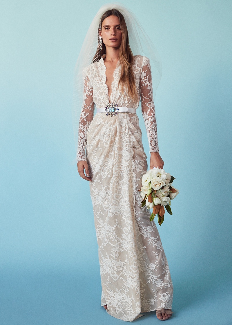 Alexander McQueen Sara Lace Wrap Dress, Alexandre Birman Patty Heels and Oscar de la Renta Crystal & Pearl Drop Earrings