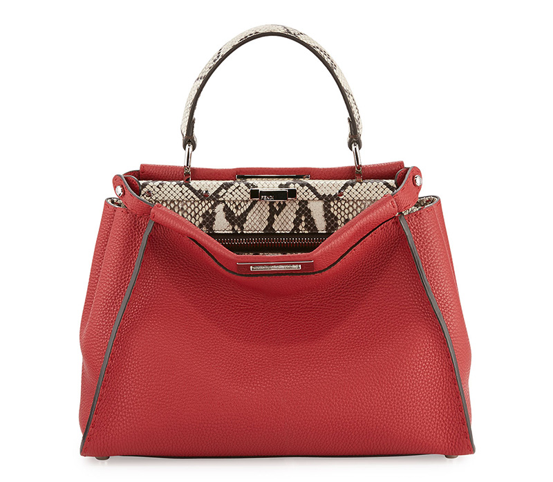 Fendi Selleria Peekaboo Medium Python Satchel Bag