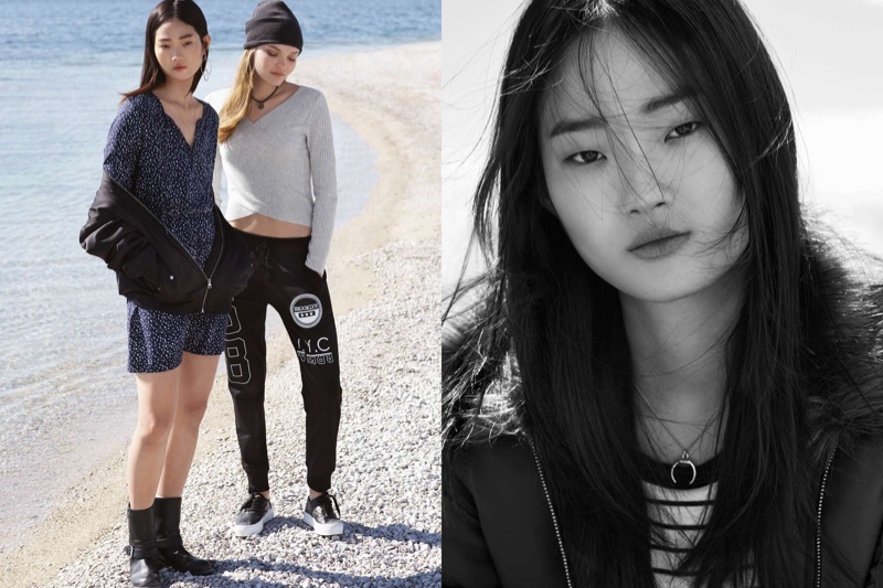 (Left) H&M Satin Pilot Jacket, Short Dress and Biker Boots (Middle) H&M Ribbed Wrapover Top, Joggers and Platform Sandals (Right) H&M Pilot Jacket with Fur Collar, Jersey T-Shirt and Necklace with Pendant 