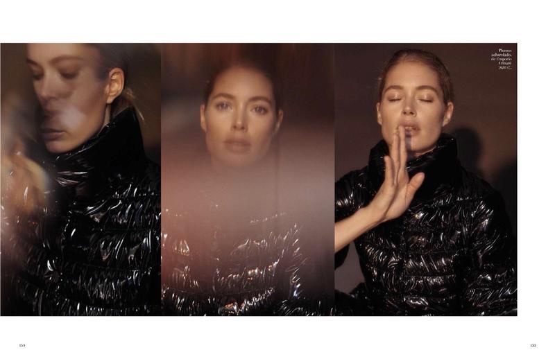Model Doutzen Kroes poses in Emporio Armani jacket
