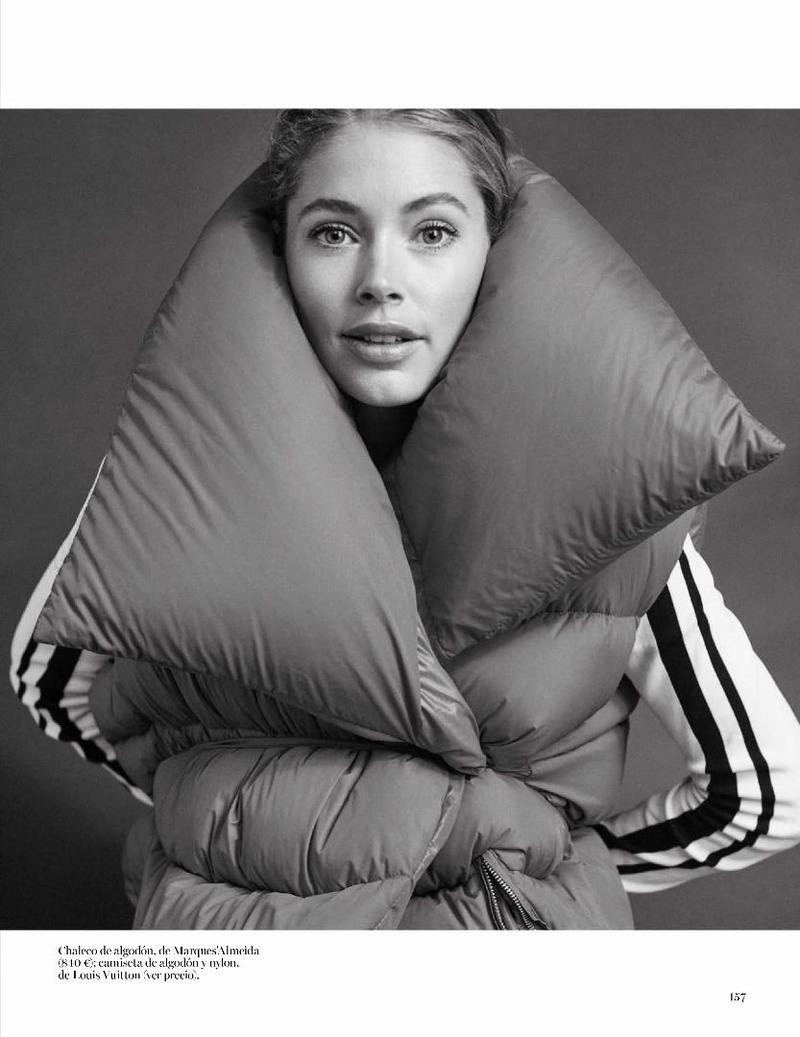 Doutzen Kroes sports Marques’Almeida vest and Louis Vuitton shirt