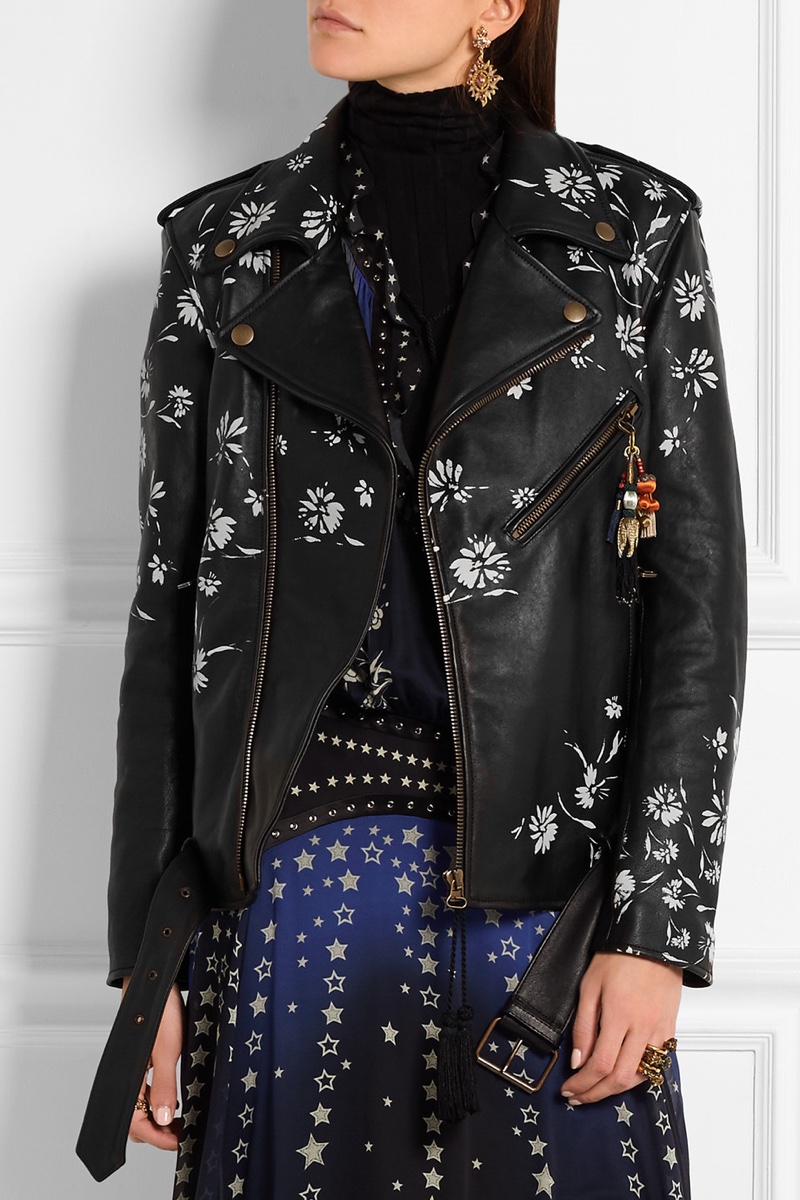 Etro Embellished Printed Leather Biker Jacket