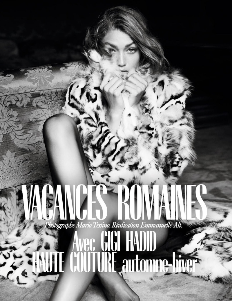 Photographed by Mario Testino, Gigi Hadid models looks from the fall haute couture collections