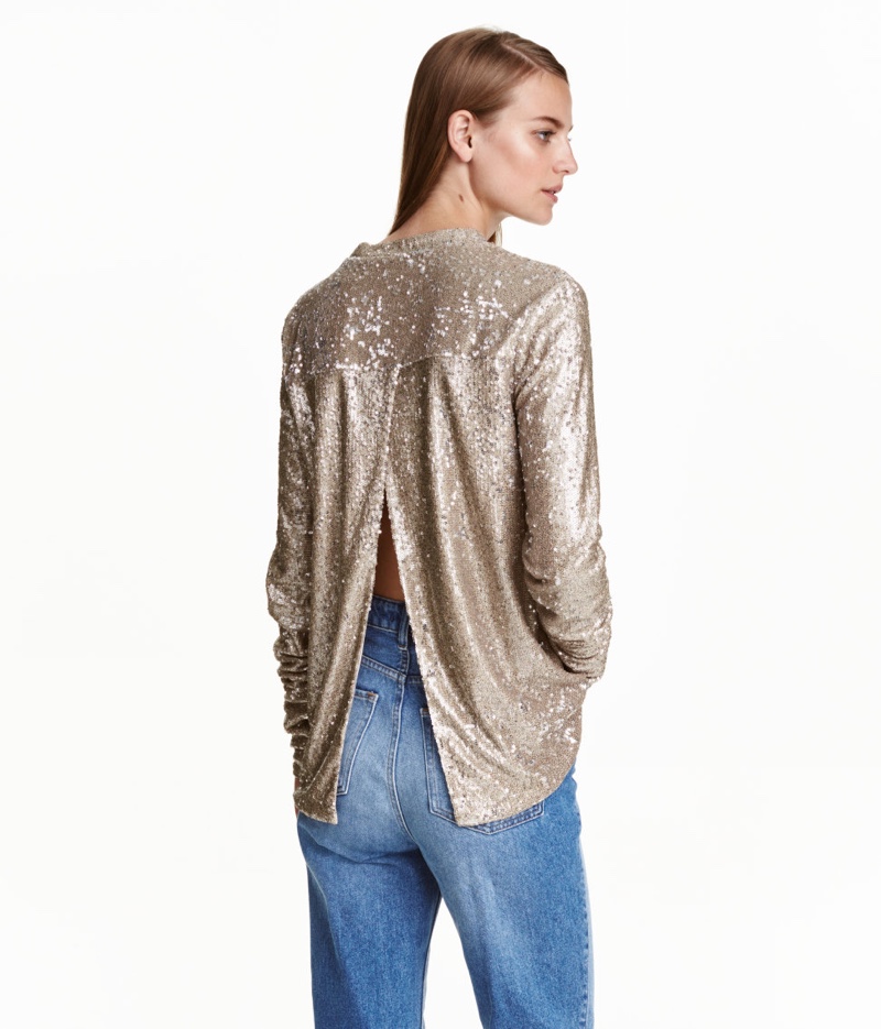 H&M Long Sleeve Sequin Top