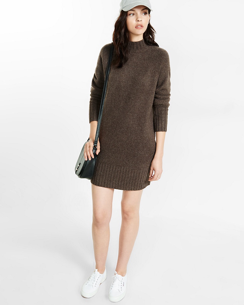 Express Mock Neck Shift Sweater Dress